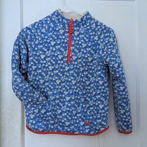 Mini Boden Reversible Blue Floral 1/4 Zip Girls Size 9/10 y